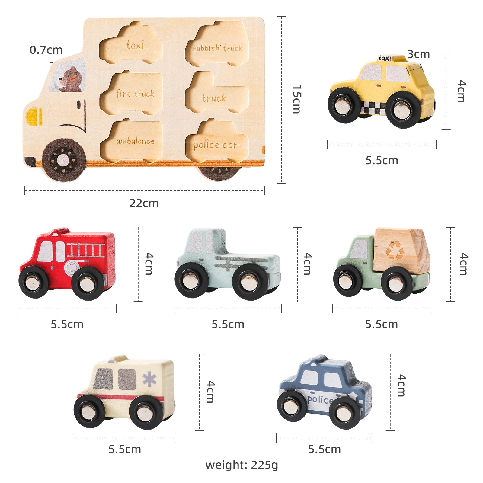 Wooden Three-dimensional Rolling Car Matching Puzzle Baby Early Education Educational Toys