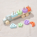 Wooden Children's Trailer Puzzle Block Toys