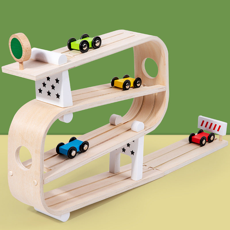 Children's Wooden Rapid Gliding Car Track Baby Car Educational Toys