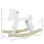Wooden Rocking Horse Toddler Baby Ride-on Toys for Kids 1-3 Years with Classic Design & Solid Workmanship, White