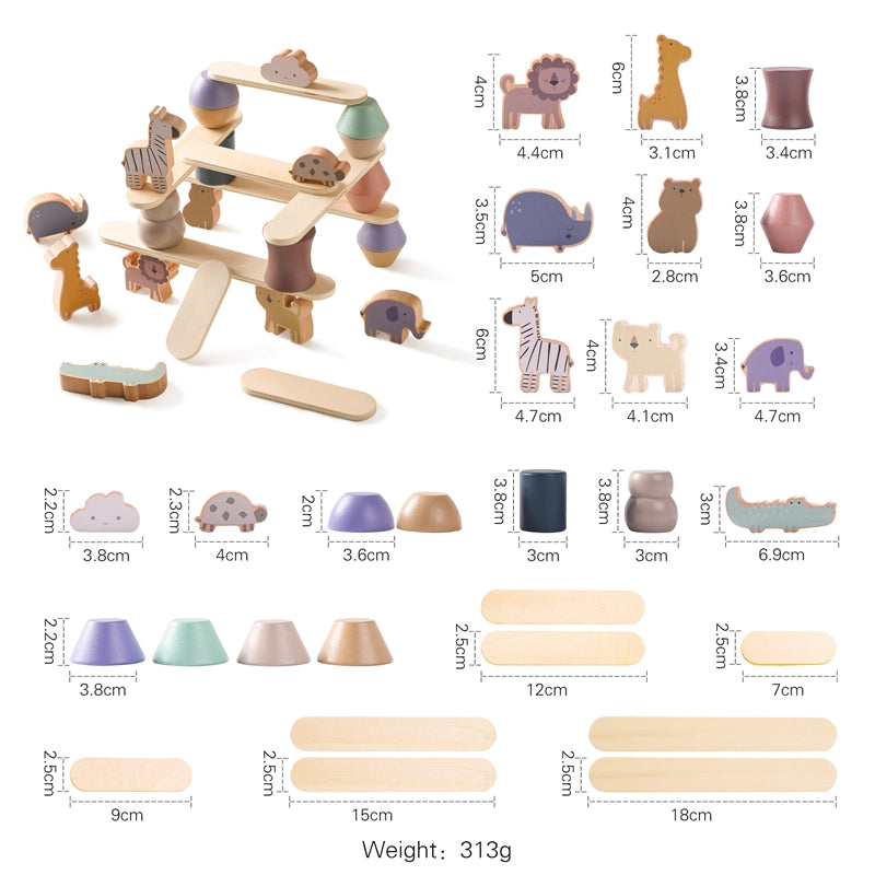 Building Blocks Animal Stacking Balance Wood Educational Toys